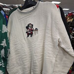 Vintage Roundtree & Yorke Cream Sweater with Santa Motif